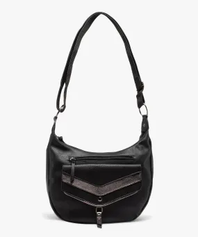 Sac femme en matière grainée avec touches pailletées noir